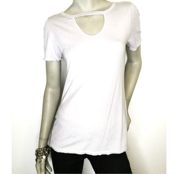 Anthropologie T.la Garrison White Cut Out Detail Tee shirt  Size L NEW Basic - Picture 1 of 11